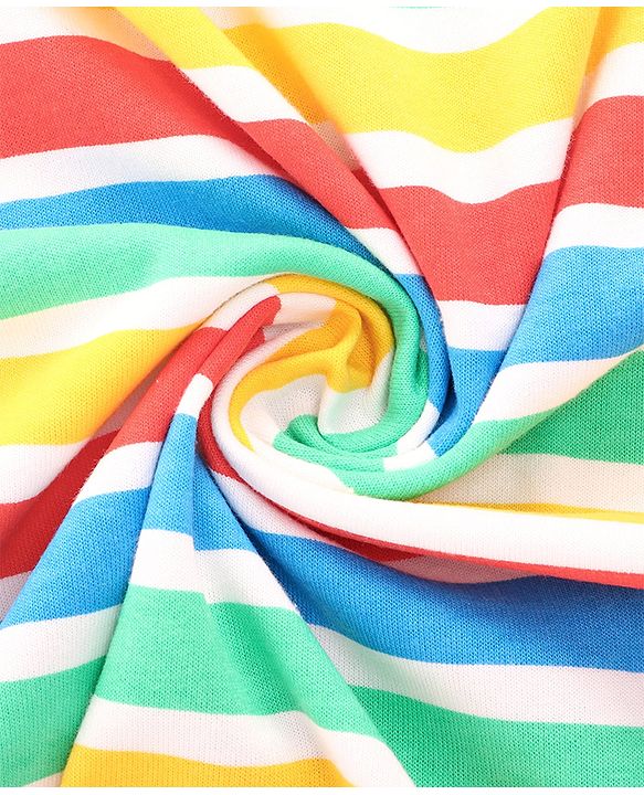 Babyhug Cotton Terry Knit Hooded Bath Towel with Stripe Design & Bear Print L 76 x B 76 cm - Multicolor