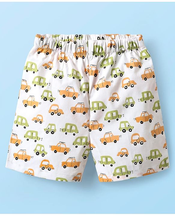 Babyhug Cotton Woven Boxers With Vehicle & Space Theme Print Pack Of 3 - Red Navy Blue & White