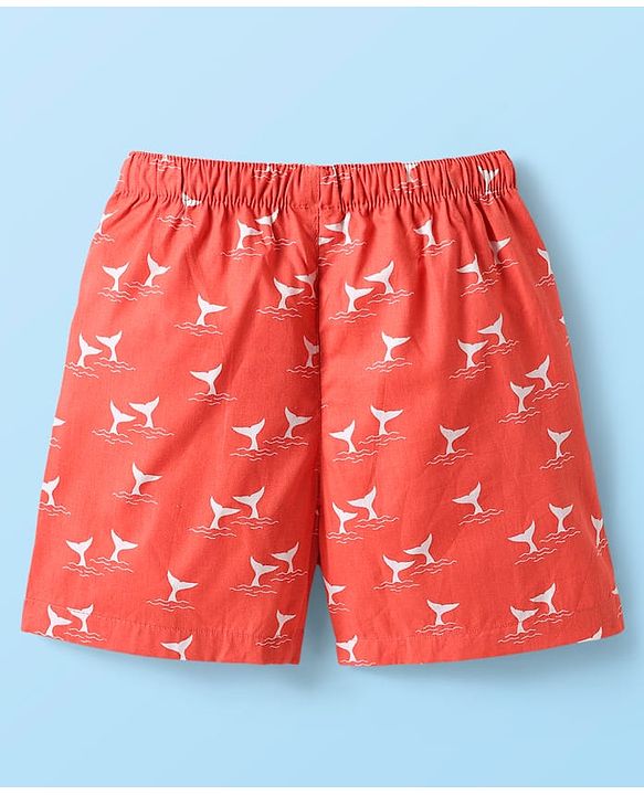 Babyhug Cotton Woven Boxers With Vehicle & Space Theme Print Pack Of 3 - Red Navy Blue & White
