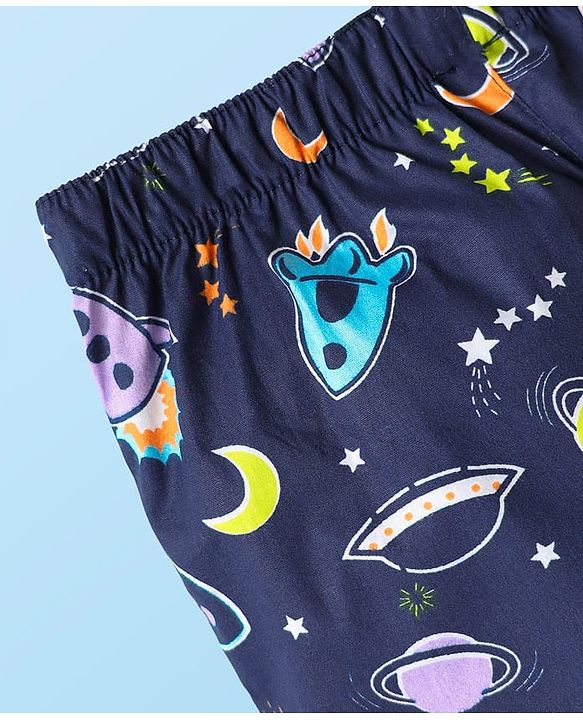 Babyhug Cotton Woven Boxers With Vehicle & Space Theme Print Pack Of 3 - Red Navy Blue & White