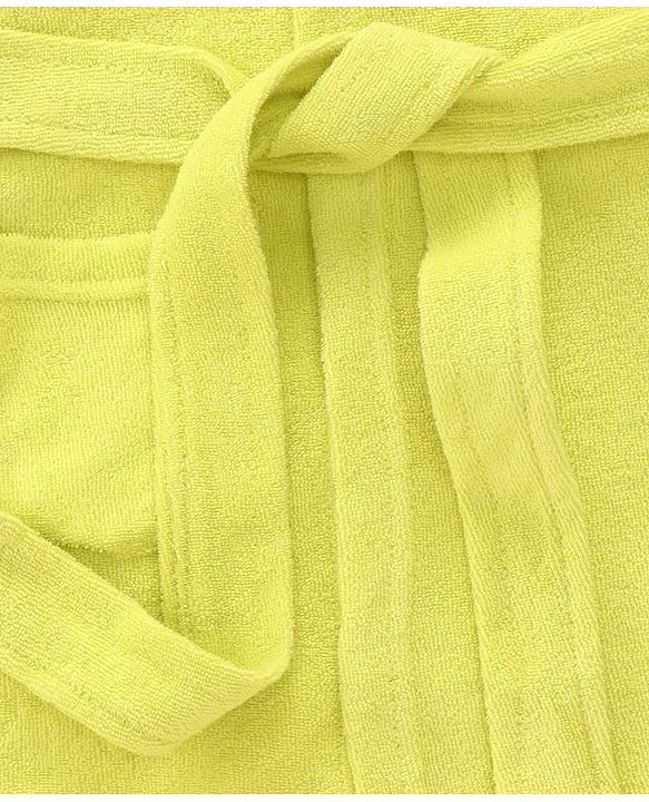 Babyhug Terry Knit Full Sleeves Hooded Bathrobe with Bear Embroidery - Neon Green