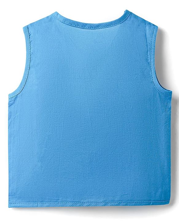 Babyhug 100% Cotton Knit Sleeveless Front Open Jhablas with Orange & Polka Dots Print Pack of 3 - Orange Blue & White