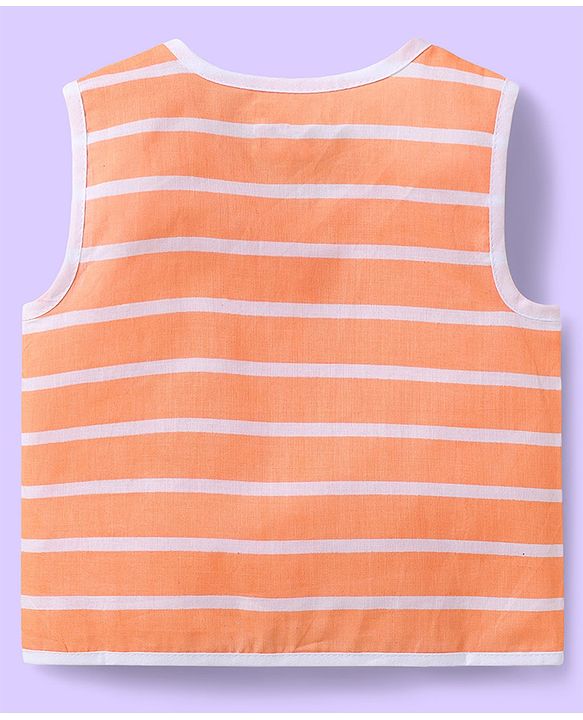 Babyhug 100% Cotton Sleeveless Front Open Jhablas with Floral & Polka Dots Pack of 3 - Pink & Yellow