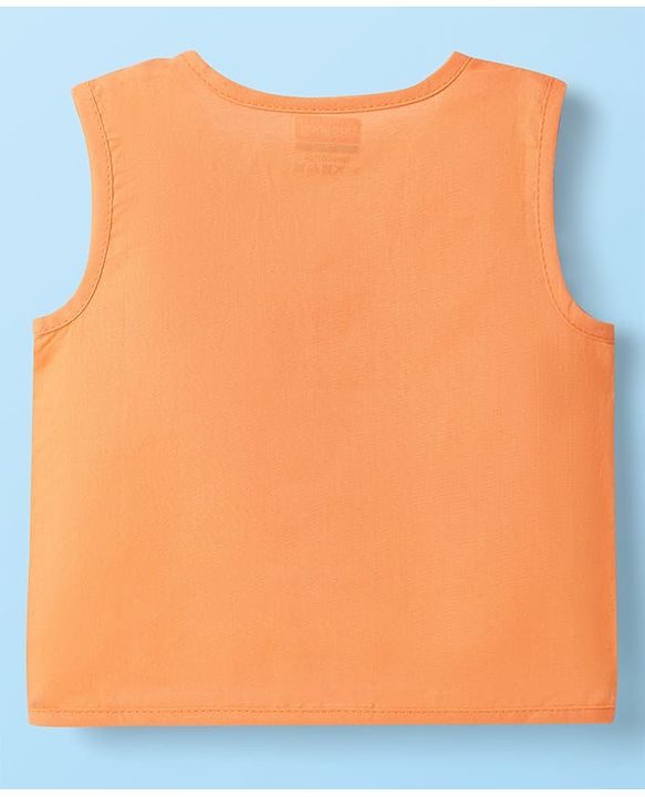 Babyhug 100% Cotton Sleeveless Front Open Stripes & Dino Printed Jhablas Pack Of 3 - Orange White & Light Blue