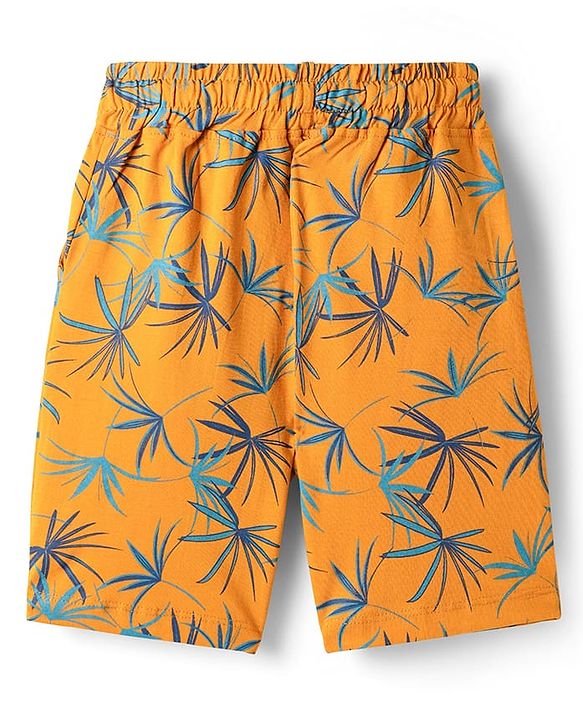 Pine Kids Single Jersey Knit Sleeveless Shorts Night Suit With Tree Print - Light Blue