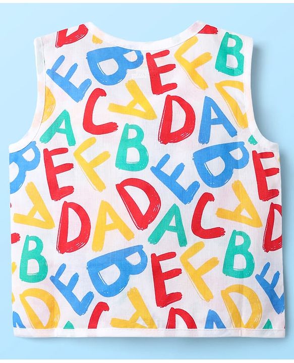 Babyhug 100% Cotton Knit Sleeveless Striped & Printed Jhablas Pack of 3 - White & Yellow