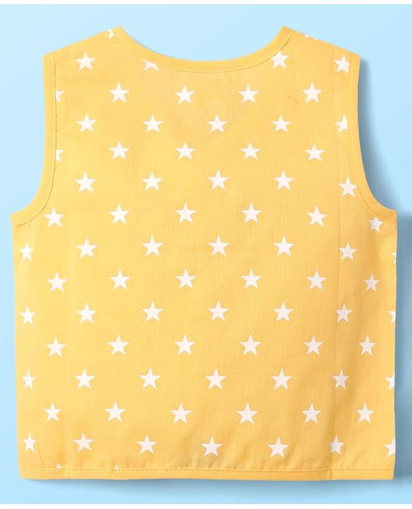 Babyhug 100% Cotton Knit Sleeveless Striped & Printed Jhablas Pack of 3 - White & Yellow