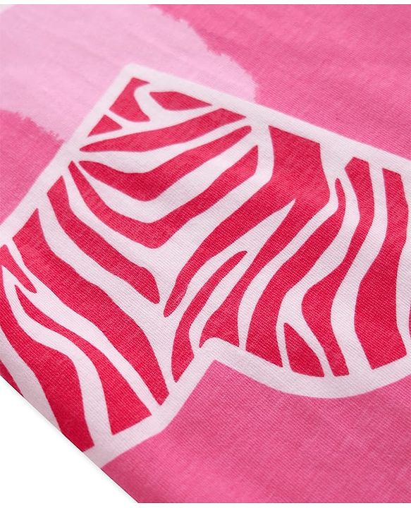 Pine Kids Single Jersey Knit Full Sleeves Co-ords Night Suit With Heart Print - Pink