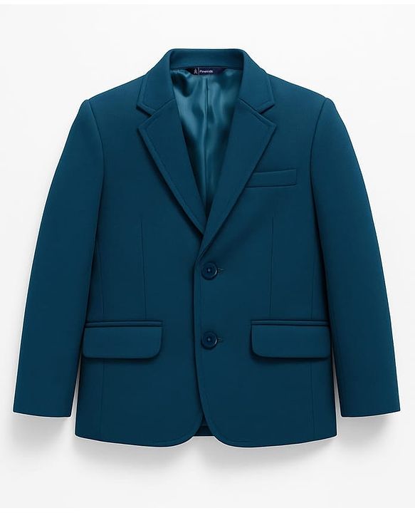 Pine Kids Knit Full Sleeves Solid Blazer With Printed Inner Tee - Teal Blue