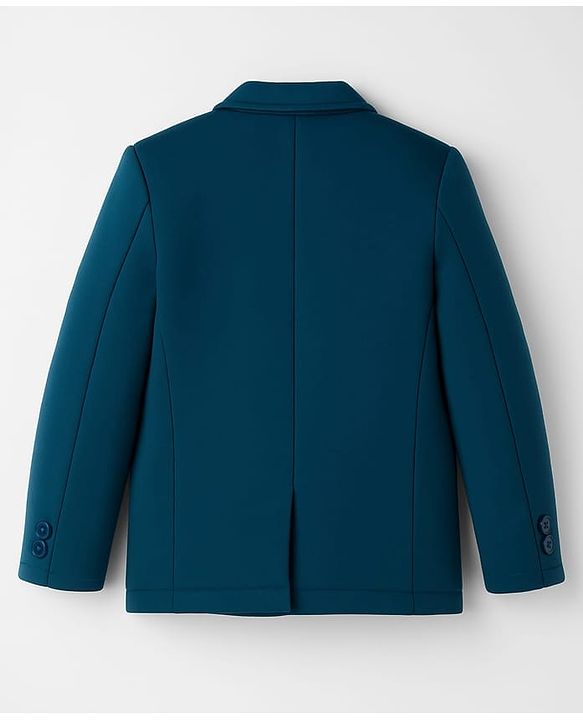 Pine Kids Knit Full Sleeves Solid Blazer With Printed Inner Tee - Teal Blue