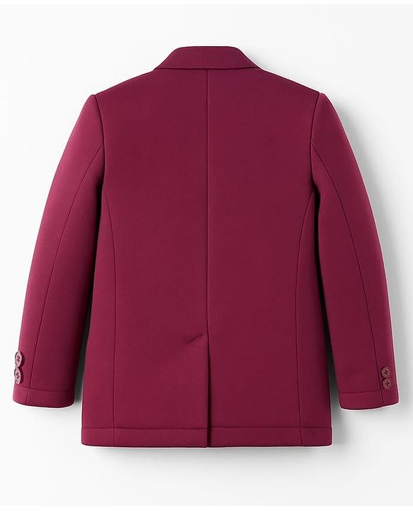 Pine Kids Knit Full Sleeves Solid Blazer With Printed Inner Tee - Maroon