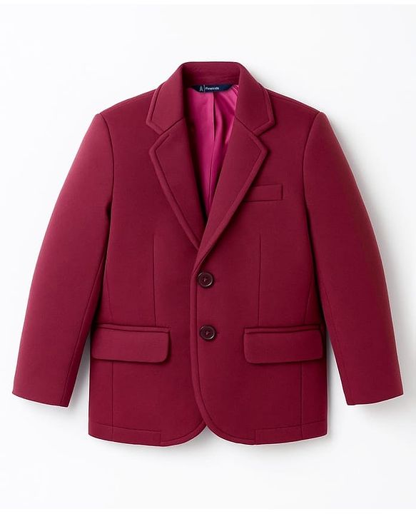Pine Kids Knit Full Sleeves Solid Blazer With Printed Inner Tee - Maroon