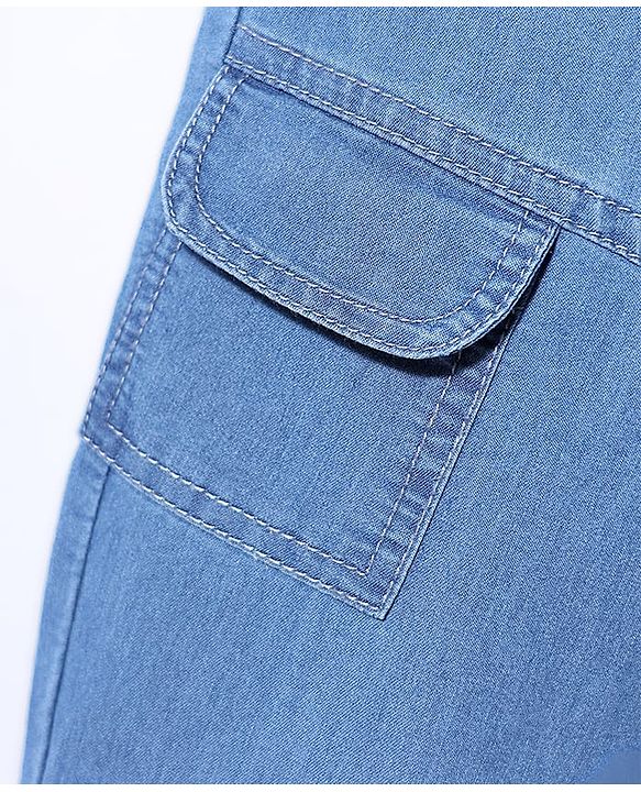 Babyhug Denim Full Length Washed Joggers With Stretch & Side Pockets - Blue