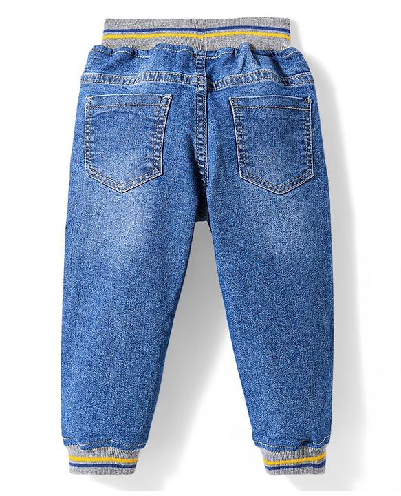 Babyhug Cotton Full Length Stretchable Denim Jeans Joggers - Blue