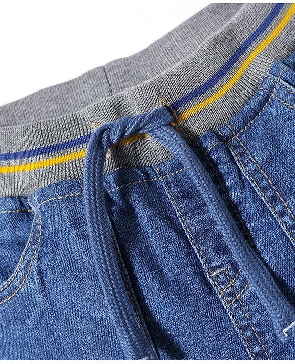 Babyhug Cotton Full Length Stretchable Denim Jeans Joggers - Blue