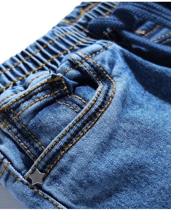 Babyhug Full Length Washed Denim Jeans with Stretch - Blue