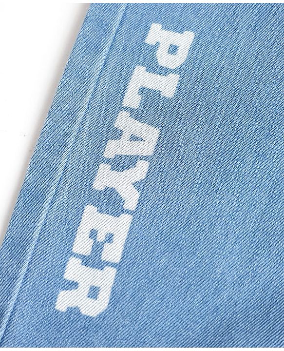 Babyhug Full Length Washed Stretchable Denim Jeans With Player Print - Light Blue