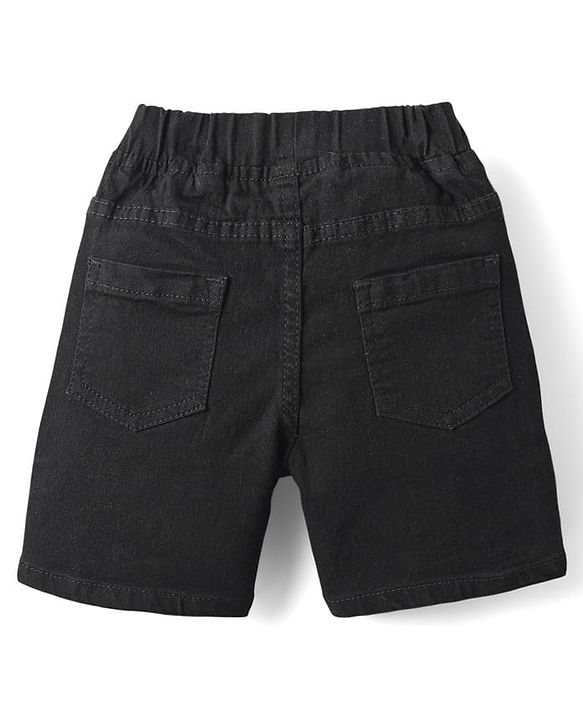 Babyhug Denim Mid Thigh Solid Colour Shorts With Stretch - Black