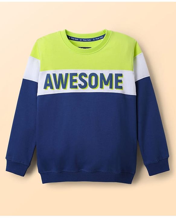 Pine Kids Cotton Knit Full Sleeves Sweatshirt With Awesome Print & Cut & Sew Design - Multicolor