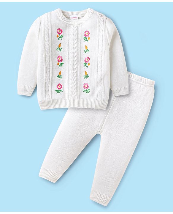 Babyhug Knitted Full Sleeves Front Open Sweater With Text Patch & Colour Block Design - Green & Yellow