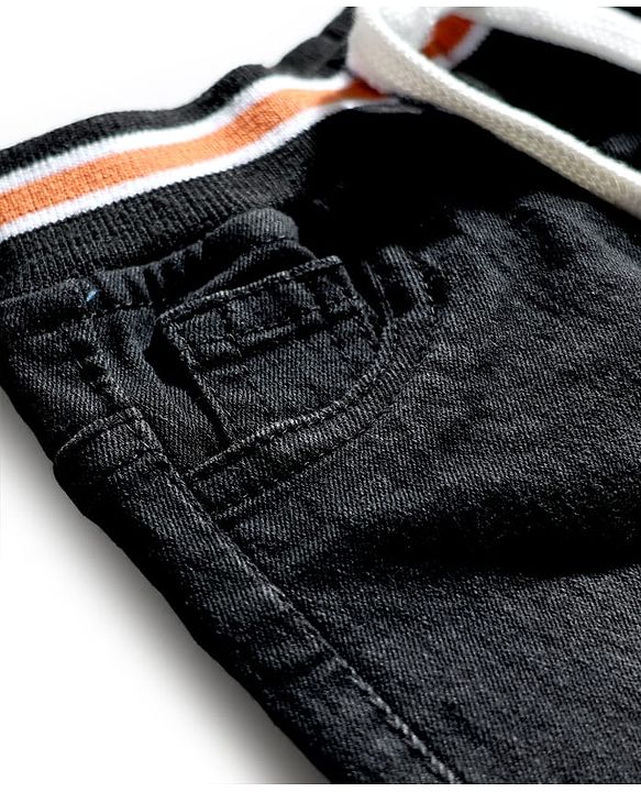Babyhug Denim Solid Coloured Shorts With Stretch - Black