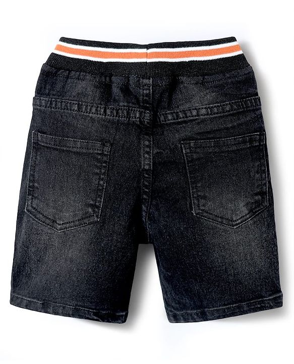 Babyhug Denim Solid Coloured Shorts With Stretch - Black