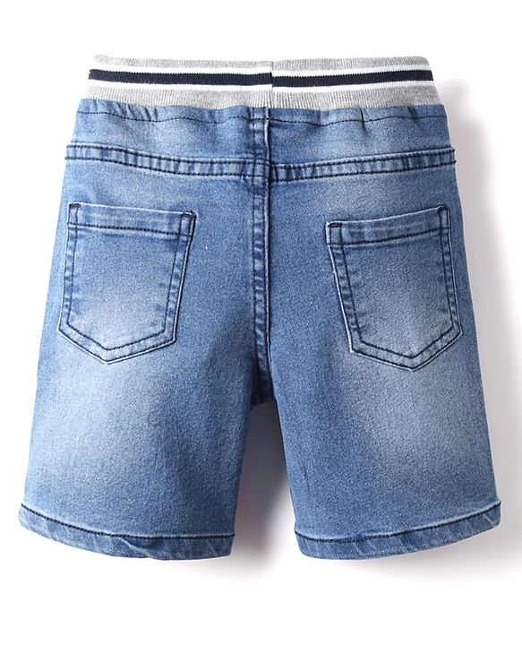 Babyhug Denim Solid Color Shorts With Stretch - Light Blue