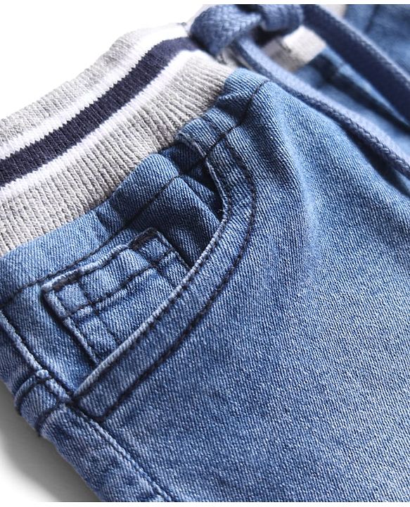 Babyhug Denim Solid Color Shorts With Stretch - Light Blue