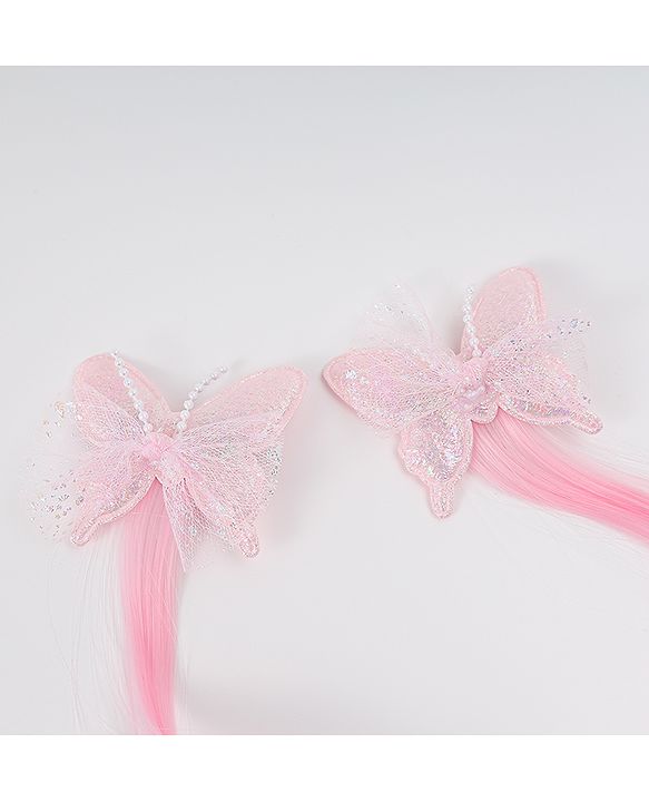 Babyhug Free Size Clips & Sunglasses Combo Set With Butterfly Applique - Pink