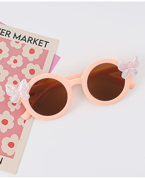 Babyhug Free Size Clips & Sunglasses Combo Set With Butterfly Applique - Pink