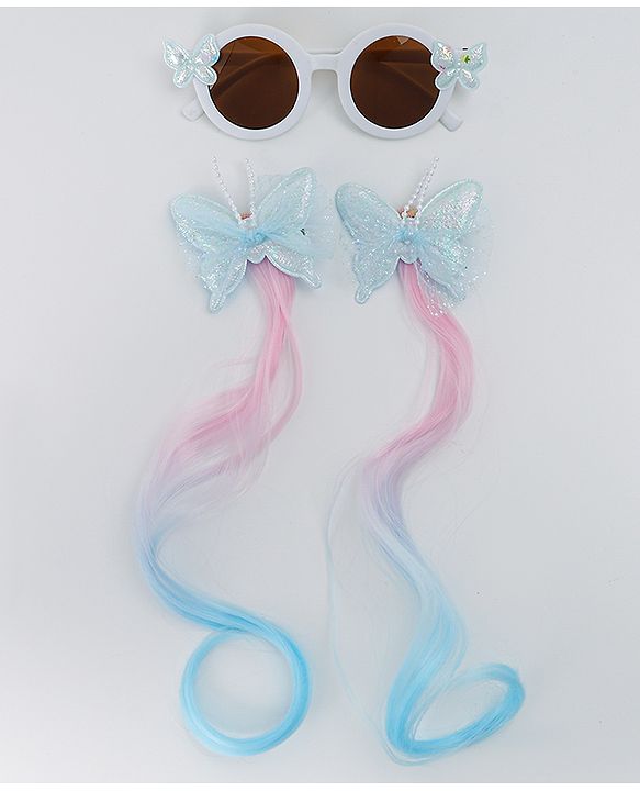 Babyhug Free Size Clips & Sunglasses Combo Set With Butterfly Applique - Multicolor
