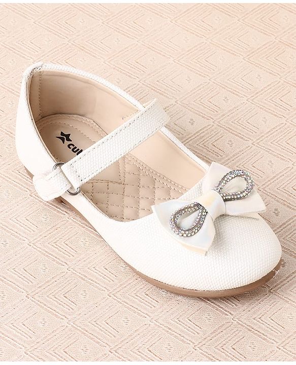 Cute Walk by Babyhug Ballerina with Velcro Closure & Bow Applique - Sliver