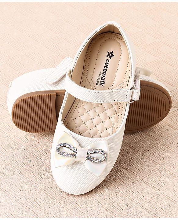 Cute Walk by Babyhug Ballerina with Velcro Closure & Bow Applique - Sliver