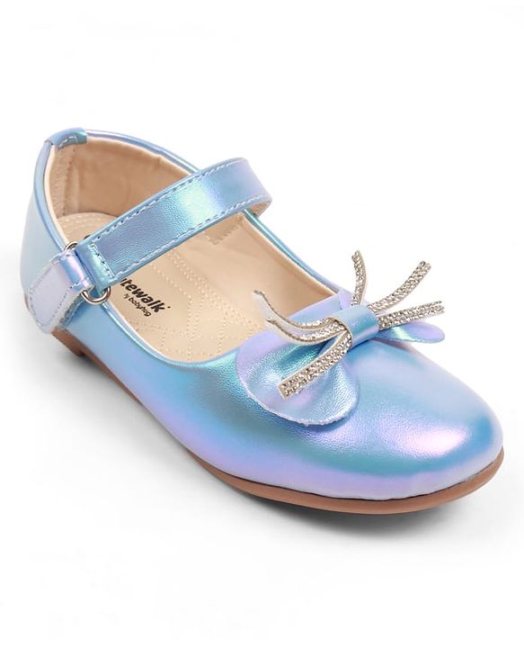 Cute Walk by Babyhug Velcro Closure Ballerina with Bow Applique - Blue