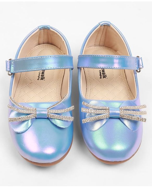 Cute Walk by Babyhug Velcro Closure Ballerina with Bow Applique - Blue