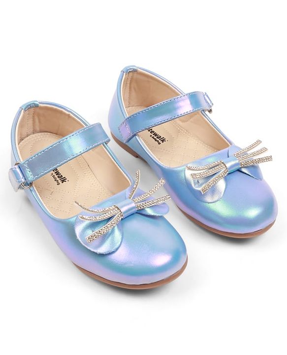 Cute Walk by Babyhug Velcro Closure Ballerina with Bow Applique - Blue