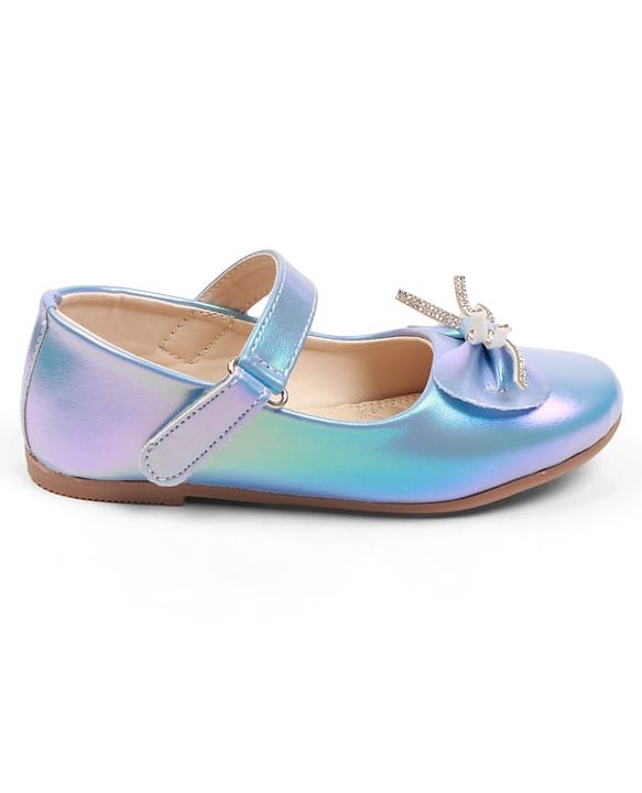 Cute Walk by Babyhug Velcro Closure Ballerina with Bow Applique - Blue
