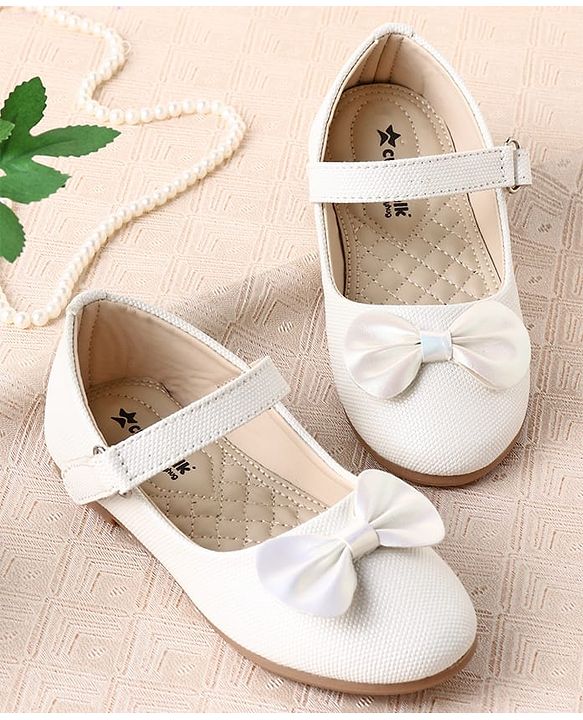 Cute Walk by Babyhug Ballerina with Velcro Closure & Bow Applique - Silver