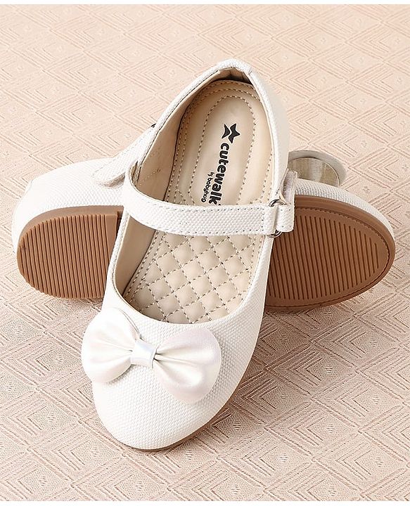 Cute Walk by Babyhug Ballerina with Velcro Closure & Bow Applique - Silver