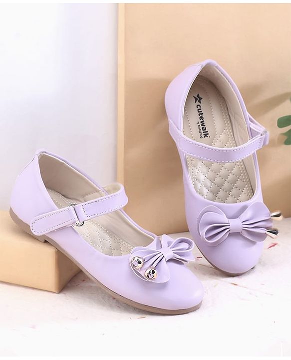 Cute Walk by Babyhug Ballerina Velcro Closure with Bow Applique - Purple
