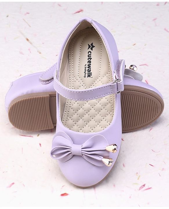 Cute Walk by Babyhug Ballerina Velcro Closure with Bow Applique - Purple
