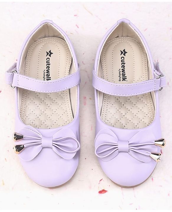 Cute Walk by Babyhug Ballerina Velcro Closure with Bow Applique - Purple