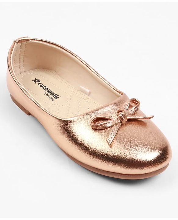 Cute Walk by Babyhug Slip On Ballerina with Bow Applique - Golden