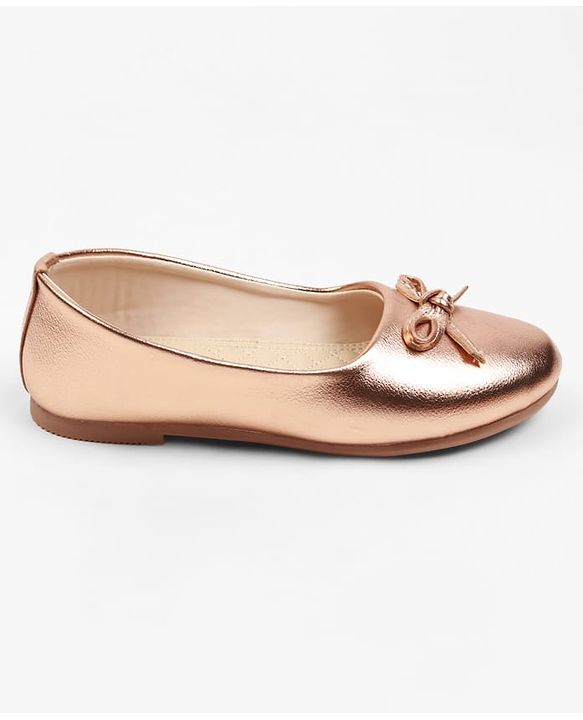 Cute Walk by Babyhug Slip On Ballerina with Bow Applique - Golden