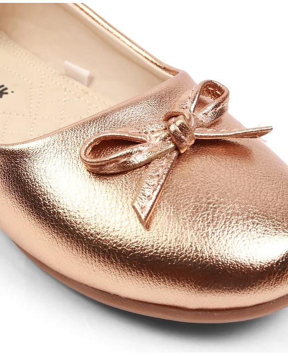 Cute Walk by Babyhug Slip On Ballerina with Bow Applique - Golden