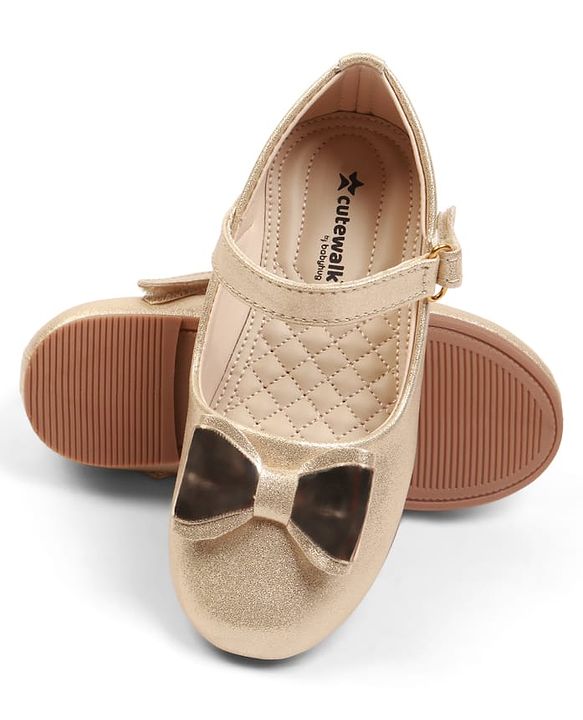 Cute Walk by Babyhug Velcro Closure Ballerina With Bow Applique - Golden