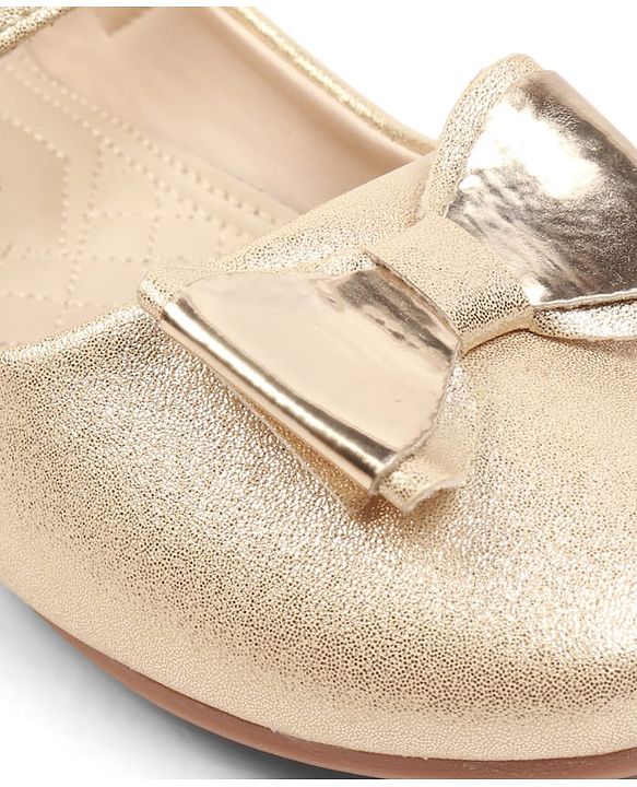 Cute Walk by Babyhug Velcro Closure Ballerina With Bow Applique - Golden