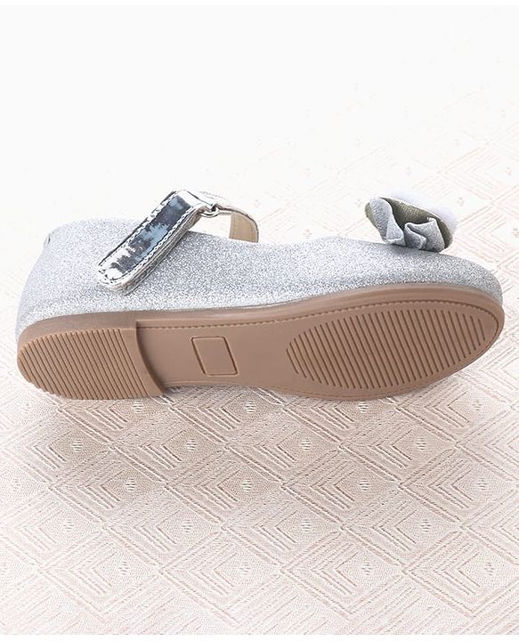 Cute Walk by Babyhug Velcro Closure Ballerina With Bow Applique - Silver