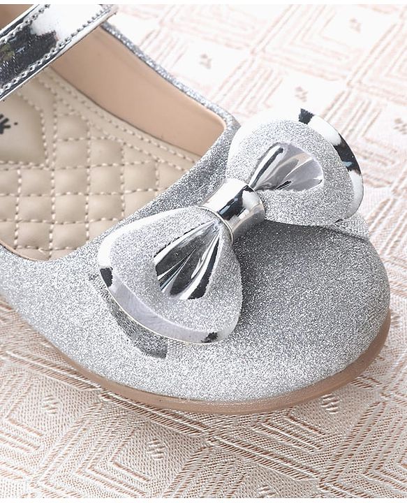 Cute Walk by Babyhug Velcro Closure Ballerina With Bow Applique - Silver