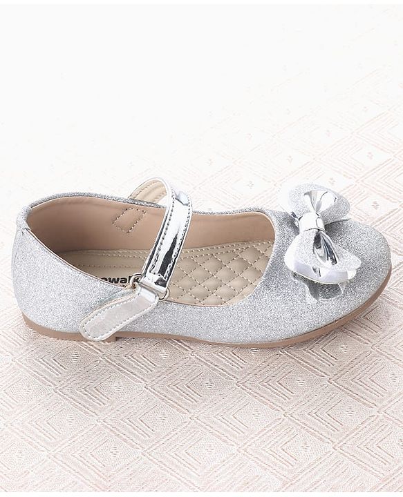 Cute Walk by Babyhug Velcro Closure Ballerina With Bow Applique - Silver